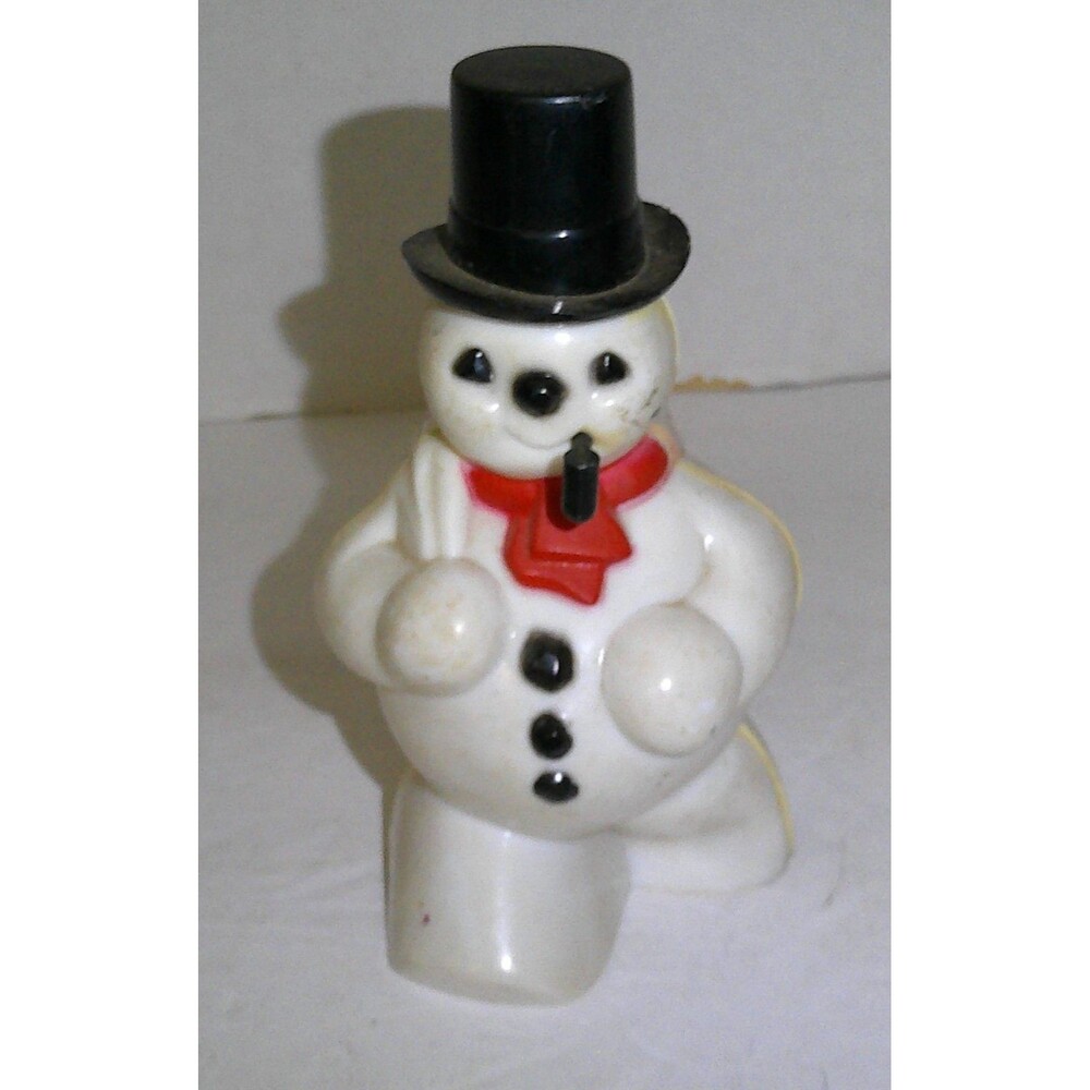 1950s Rosbro hard plastic snowman candy container w/pipe